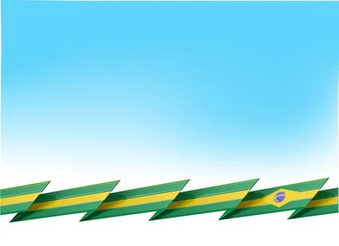 Brazil zig zag  flag on blue sky background. Stockillustratie