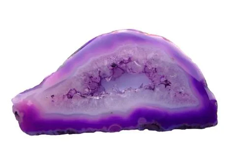 Brazilian amethyst Gemstone. Rough processing. White and purple Stock Photos