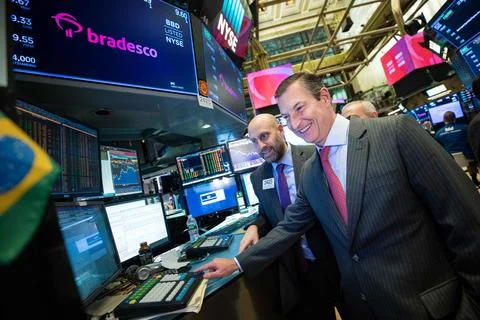 Brazilian Banco Bradesco S.A. at the New York Stock Exchange, USA - 15 Nov 2018 Stock Photos