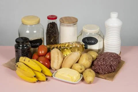 Brazilian basic food basket Stock-Fotos