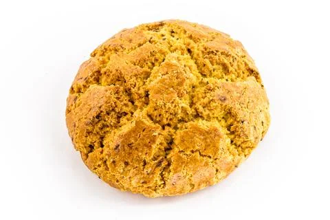 Brazilian cornbread on isolated white background. Homemade cheese bread, call Stock Photos