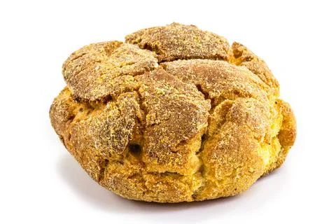Brazilian cornbread on isolated white background. Homemade cheese bread, call Stock Photos