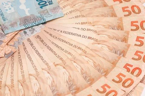 Brazilian currency (real) Stock Photos
