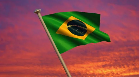 Brazilian Flag Animation Stockbeeldmateriaal 40290456