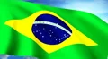 Brazilian Flag Closeup Waving Against Blue Sky Seamless Loop CG HD Footage