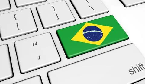Brazilian Flag On Computer Key Stock Illustration