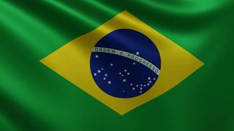 The Brazilian flag flutters in the wind close-up, the national flag of Brazil Stock Footage 219228423