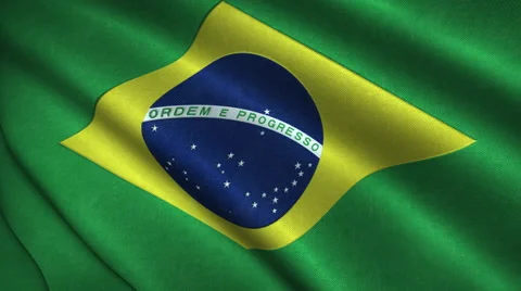 Brazilian Flag Flying in the Wind Looping 3D Animation Video stock 66005498