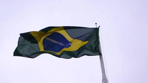 Brazilian flag, looking up Stock Footage 132674754