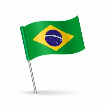 Brazilian flag map pointer layout. Vector illustration. Stock Illustration