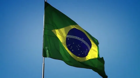 Brazilian Flag moving at wind 库存影片 37233236