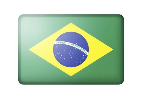 The Brazilian flag. Rectangular matte icon. Isolated on white background Stock Illustration