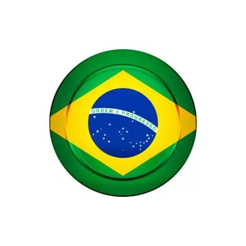 Brazilian flag on the round button, vector illustration Illustrazione stock