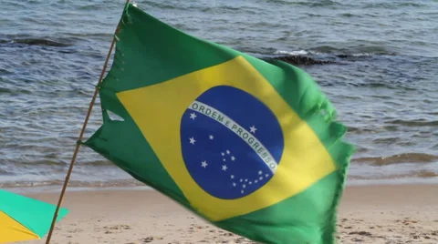 Brazilian flag waving in the wind Stock Footage 35219947