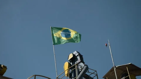 Brazilian flag waving in the wind Stock Footage 258600512