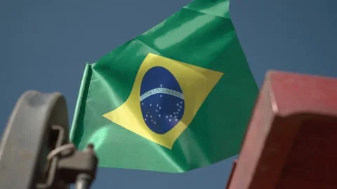 Brazilian flag waving in the wind Stock Footage 258600526