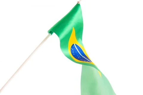 The Brazilian flag on a white background developing and fluttering in the wind Photos