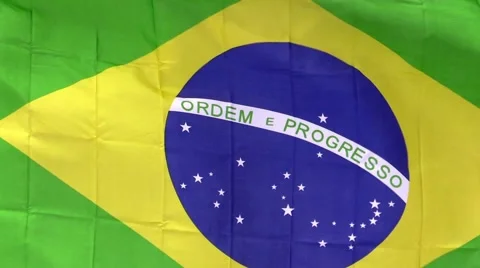 Brazilian flag in the wind in sunlight Stock Footage 39987565