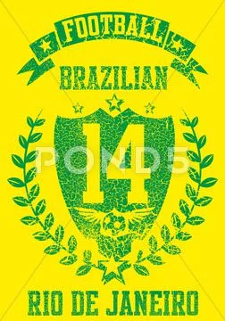 Brazilian football retro style vector art Stock Illustration
