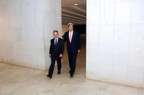 Brazilian Foreign Minister Antonio Patriota escorts U.S. Secretary of Stat... Stock Photos