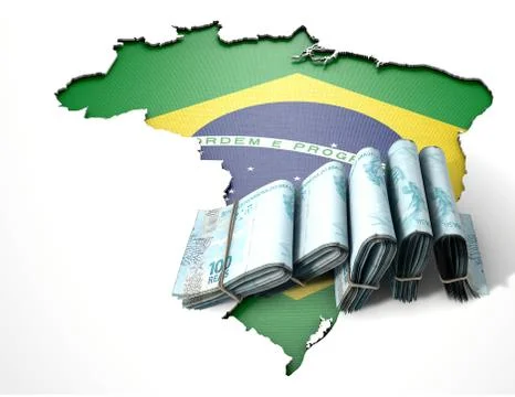 Brazilian Map And Folded Notes Illustrazione stock