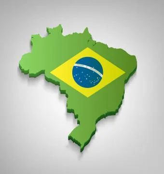 Brazilian Map With Flag Stock Illustration