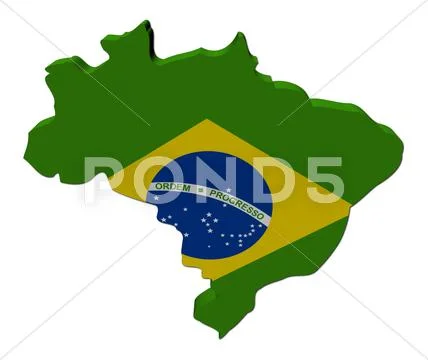 Brazilian map flag on white illustration Stock Illustration