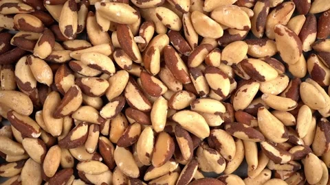 Brazilian nuts as a background. Top view. Stock Footage 167567995