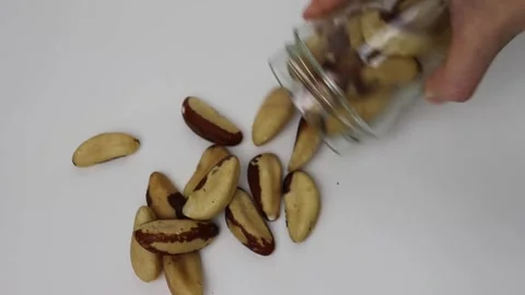 Brazilian nuts on the table Stock Footage