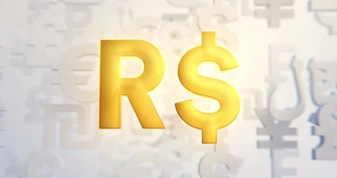 Brazilian Real Currency Loop in a 3D animation Stock Footage 251471594