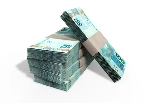 Brazilian real notes pile Illustrazione stock