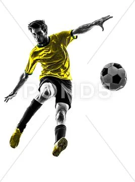 Brazilian soccer football player young man silhouette Stock Photos