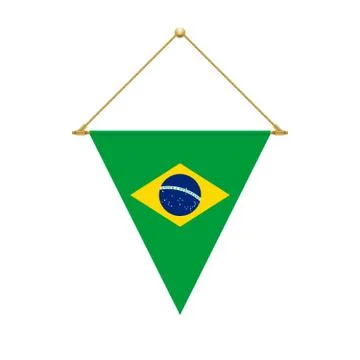 Brazilian triangle flag hanging, vector illustration Illustrazione stock