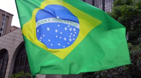 Brazilian waving flag Stock Footage 48005584