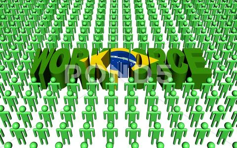 Brazilian workforce with flag text illustration Stock Illustration