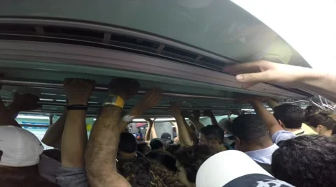 Brazilians in a Typical Metro come back  from Central Station (Sé) to Suburbs Stock Footage 44992500
