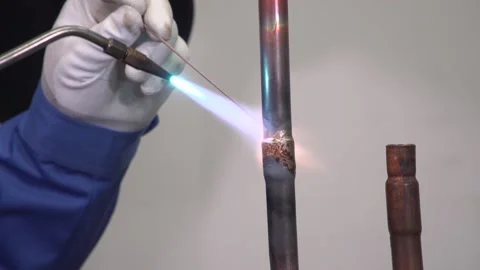 Brazing of two pipes Stock Footage 143462492
