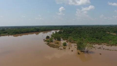 Brazos River area at flood stage- Hurricane Harvey 002 Video stock 86889298