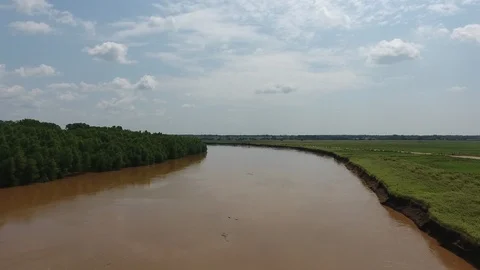 Brazos River area at flood stage- Hurricane Harvey 001 Video stock 86889366