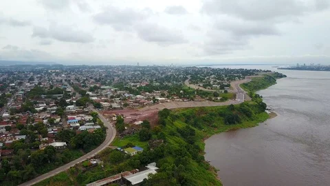 Brazzaville from above, crane movement, Congo Stock Footage 128736610