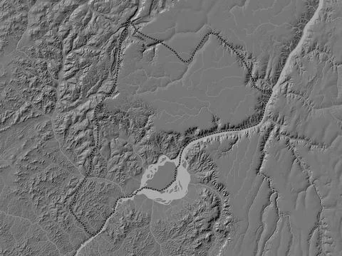 Brazzaville, Republic of Congo. Bilevel elevation map with lakes and rivers Stock Illustration