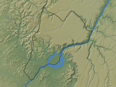 Brazzaville, Republic of Congo. Colored elevation map with lakes and rivers Stock Illustration