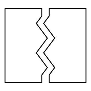 Breach broken torn tear object document contour outline line icon black col.. Stock Illustration