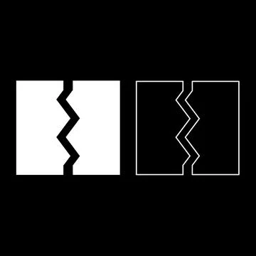 Breach broken torn tear object document set icon white color vector illustr.. Stock Illustration