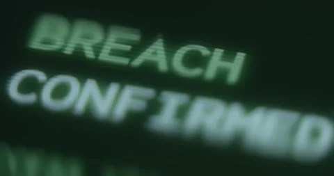 Breach Confirmed message, security breach has occurred Stock Footage 313424245