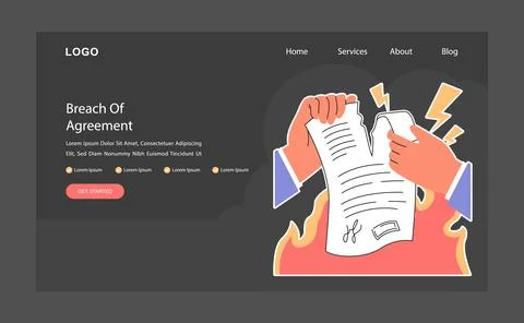 Breach of contract web banner or landing page dark or night mode. Stock Illustration