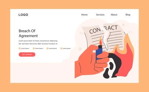 Breach of contract web banner or landing page. Business deal or agreement Stock Illustration