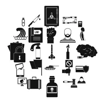 Breach icons set, simple style Illustrazione stock