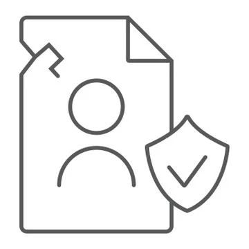 Breach personall data thin line icon, private and protect, privacy breach sign Stockillustratie