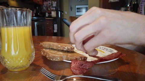 Breackfast Checking Phone Stock Footage 111222624